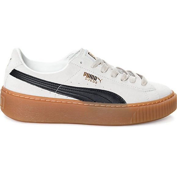 Puma Shoes - PUMA Suede Platform Core White/Black Shoes Women's
